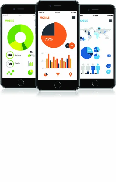 Vector Detalhou Design Estatísticas Gráficas Informações Smartphones —  Vetores de Stock
