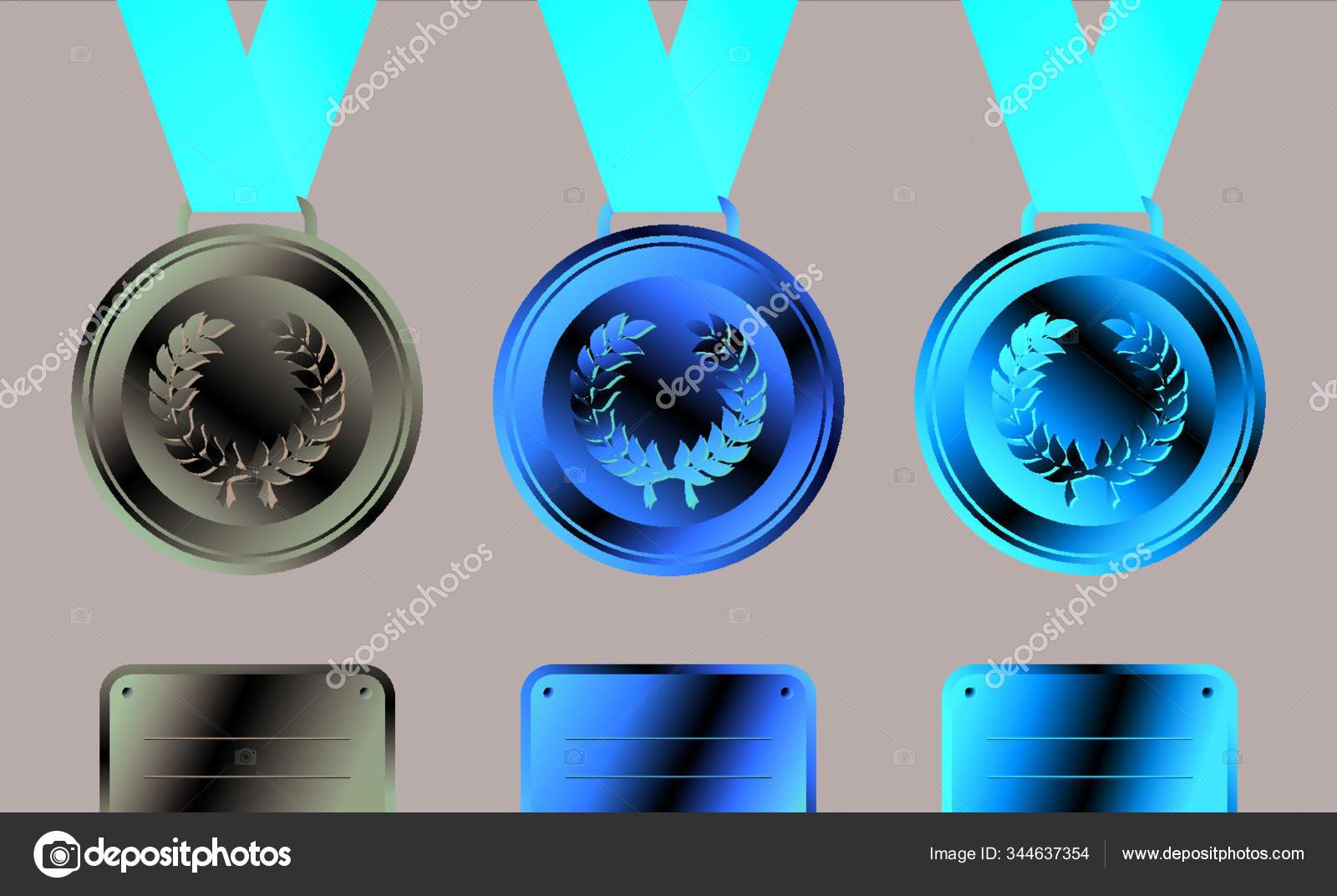 Sport Winning Positions Gold Silver Bronze Medals Ribbon Set Background Stock Vector Image by