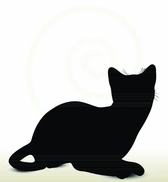 Ilustración Silueta Gato Aislada Sobre Fondo Blanco Pose Sentada — Vector de stock