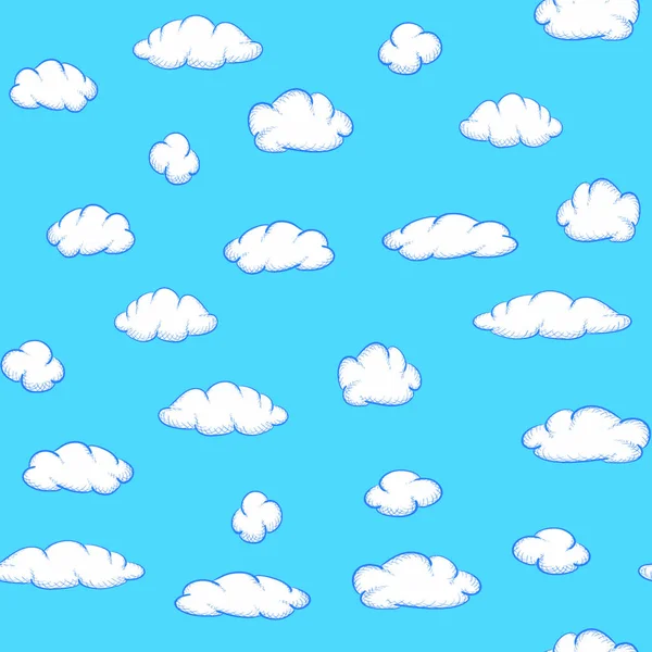 Nubes Blancas Cielo Azul Textura Sin Costuras Vector — Vector de stock