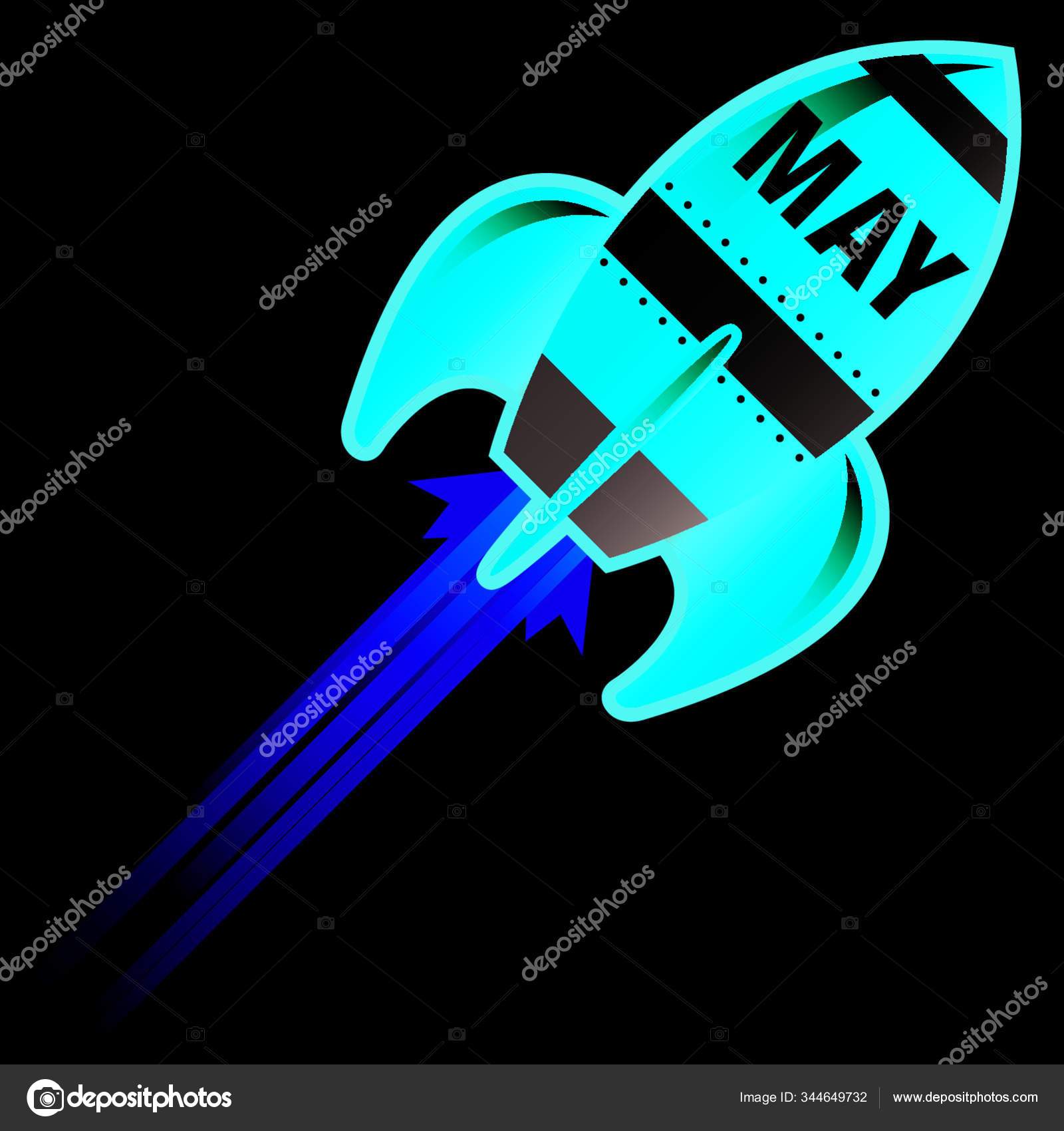 May Month Calendar Icon Red Retro Rocket Ship Illustration Good Stock ...