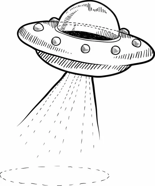 Estilo Doodle Retro Ovni Platillo Volador Alienígena Ilustración Formato Vectorial — Vector de stock
