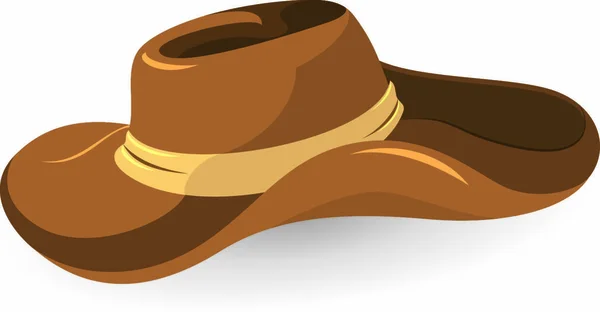ブラウンカウボーイ帽子クローズアップベクトルイラスト上の白い背景 — ストックベクタ