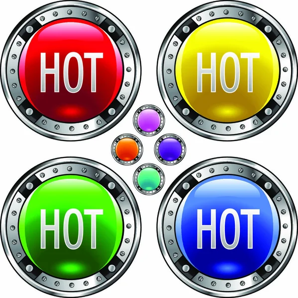 Hot Icon Colorful Vector Buttons Suitable Use Websites Print Materials — Stock Vector