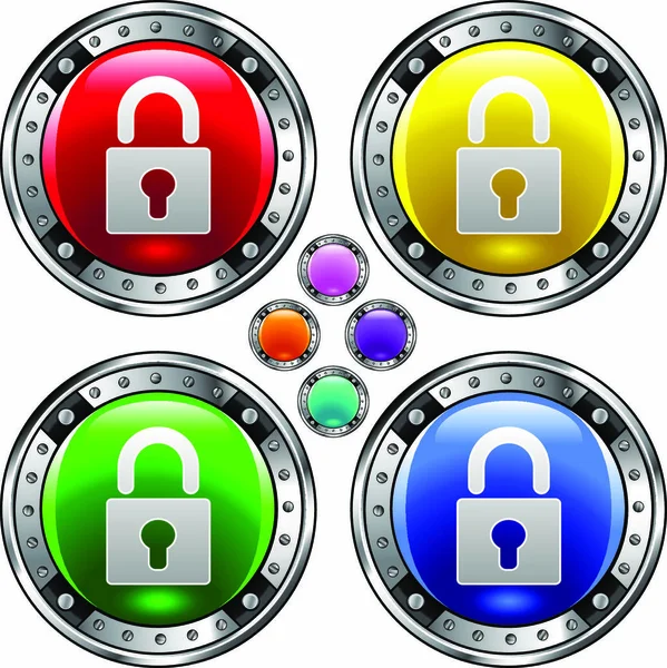 Secure Lock Icon Colorful Vector Buttons Suitable Use Websites Print — Stock Vector