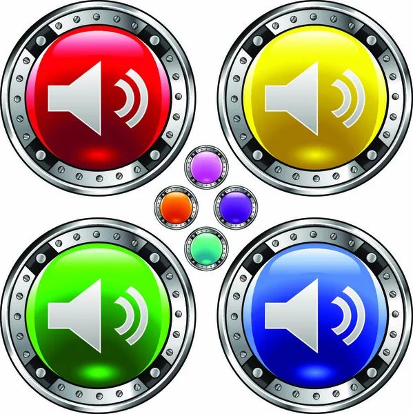 Mute Volume Media Player Icon Colorful Vector Buttons Suitable Use — Stock Vector