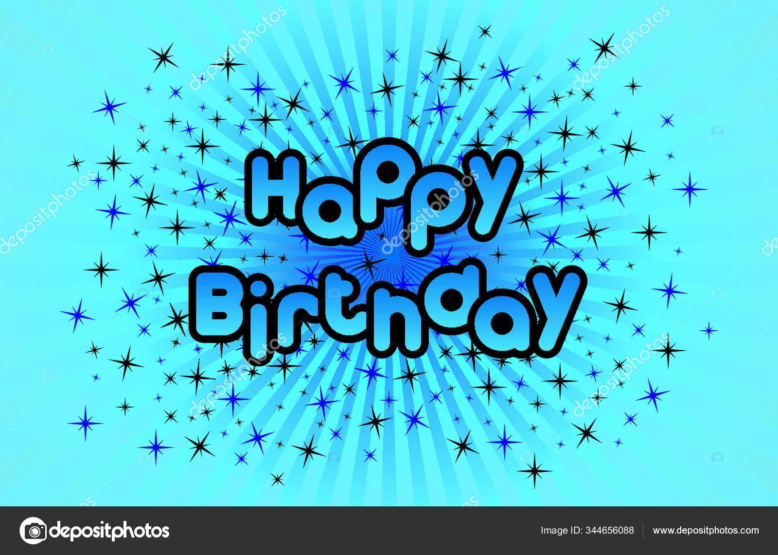 Happy Birthday Greeting Card Stars Background Vector Illustration Stock