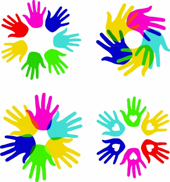 Multicolor Diversidade Criativa Mãos Símbolos Definidos Ilustração Vetorial Camadas Para —  Vetores de Stock