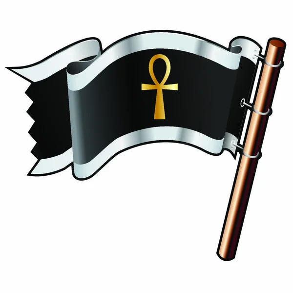 Ankh Vallási Szimbólum Fekete Ezüst Arany Vektor Zászló Használható Weboldalak — Stock Vector
