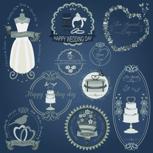 Ensemble Logos Mariage Vintage Style Mode Mariage Modèles Badges Logo — Image vectorielle