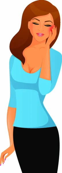 Ilustración Vectorial Imagen Personaje Mujer Enferma — Vector de stock