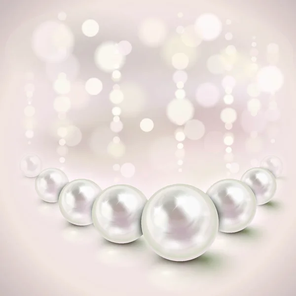 Perle Bianche Sfondo Lucido Con Effetti Luce — Vettoriale Stock