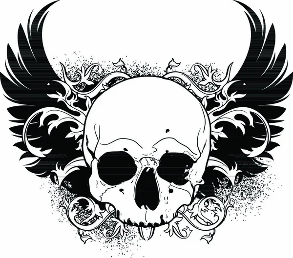 Humano Crânio Decorativo Sinal Gráfico Ilustração — Vetor de Stock