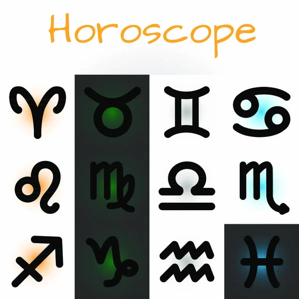 Sada Astrologických Symbolů Zvěrokruhu Vektorová Ilustrace — Stockový vektor