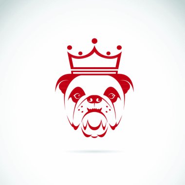 Vector image of bulldog head wearing a crown on white background. vector