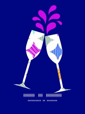 Vector colorful marble textured tiles toasting wine glasses silhouettes pattern frame graphic design vector Vector colorful marble textured tiles toasting wine glasses silhouettes pattern frame graphic design vector