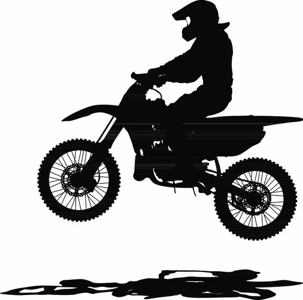Zwarte Silhouetten Motocross Rijder Een Motorfiets Vector Illustraties — Stockvector