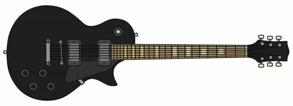 Dibujo Mano Una Guitarra Eléctrica Negra Modelo Real — Vector de stock
