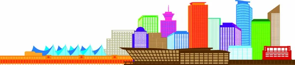 Vancouver Colombie Britannique Canada City Illustration Couleur Skyline — Image vectorielle