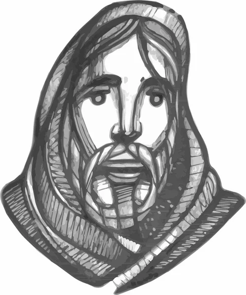 Ilustración Vectorial Dibujada Mano Dibujo Jesucristo — Archivo Imágenes Vectoriales