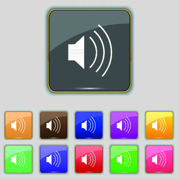 Volumen Señal Icono Sonido Conjunto Con Once Botones Colores Para — Vector de stock