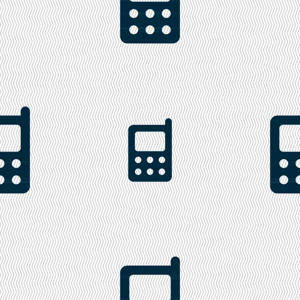 Знак Значка Мобильного Телефона Бесшовный Рисунок Геометрической Текстурой Векторная Иллюстрация — стоковый вектор