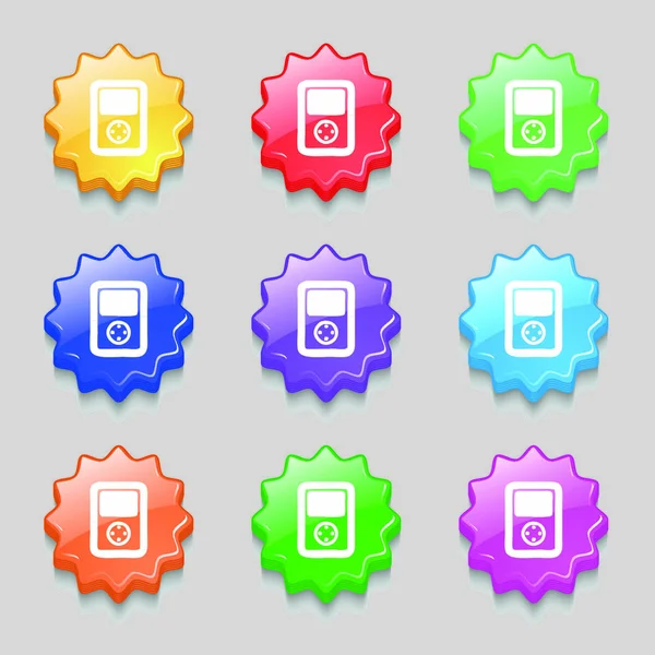 Tetris Videospel Konsol Ikon Tecken Symbol Nio Vågiga Färgglada Knappar — Stock vektor