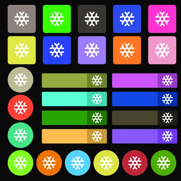 Signo Icono Copo Nieve Set Veintisiete Botones Planos Multicolores Ilustración — Archivo Imágenes Vectoriales