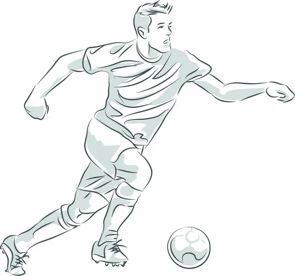 Ilustración Vectorial Dibujada Mano Dibujo Futbolista Corriendo — Vector de stock