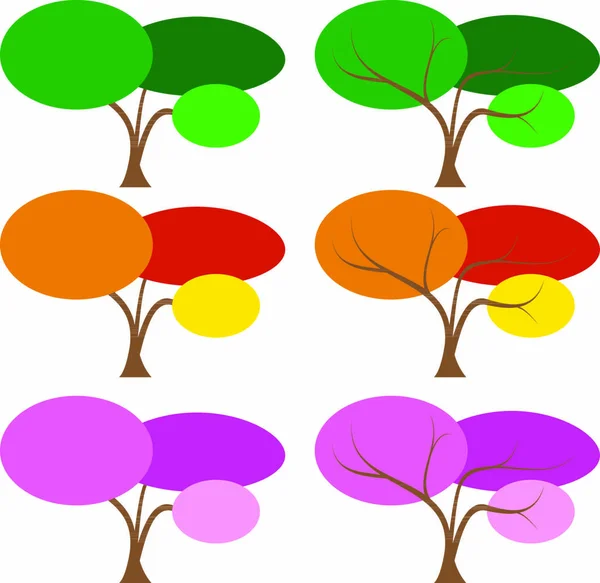 Набор Цветов Дерева Много Сезонов Вектор — стоковый вектор