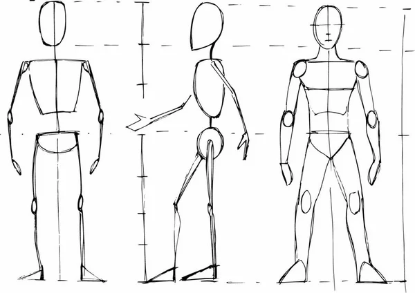 Kézzel Rajzolt Vektor Illusztráció Vagy Rajz Különböző Férfi Emberi Test — Stock Vector