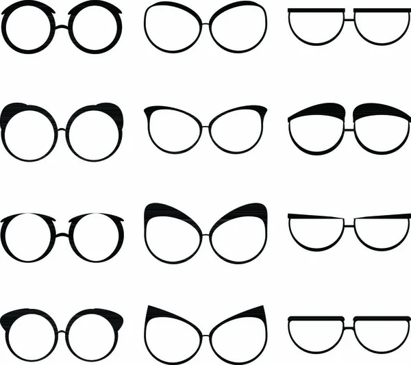 Kacamata Mengatur Hitam Siluet Kreatif Pria Wanita - Stok Vektor