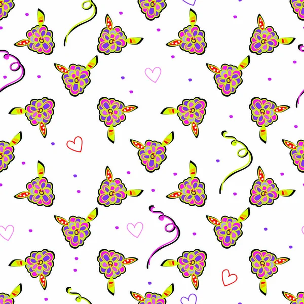 Art Fleur Motif Sans Couture Sur Fond Illustration Vectorielle — Image vectorielle