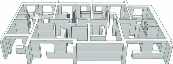 Plan Construction Sur Fond Blanc Isolé Illustration Vectorielle Vue Latérale — Image vectorielle