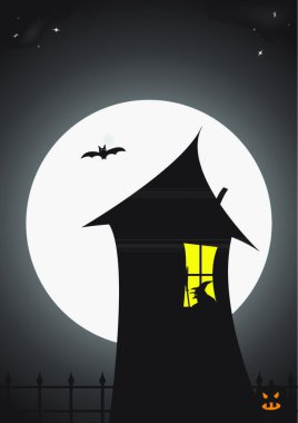 A witch's house in a full moon vector A witch's house in a full moon vector