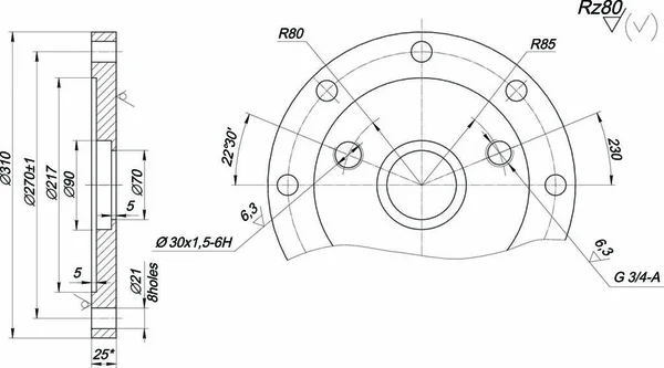 Croquis Élargi Roulement Avec Angle Éclosion Dessin Technique Avec Lignes — Image vectorielle