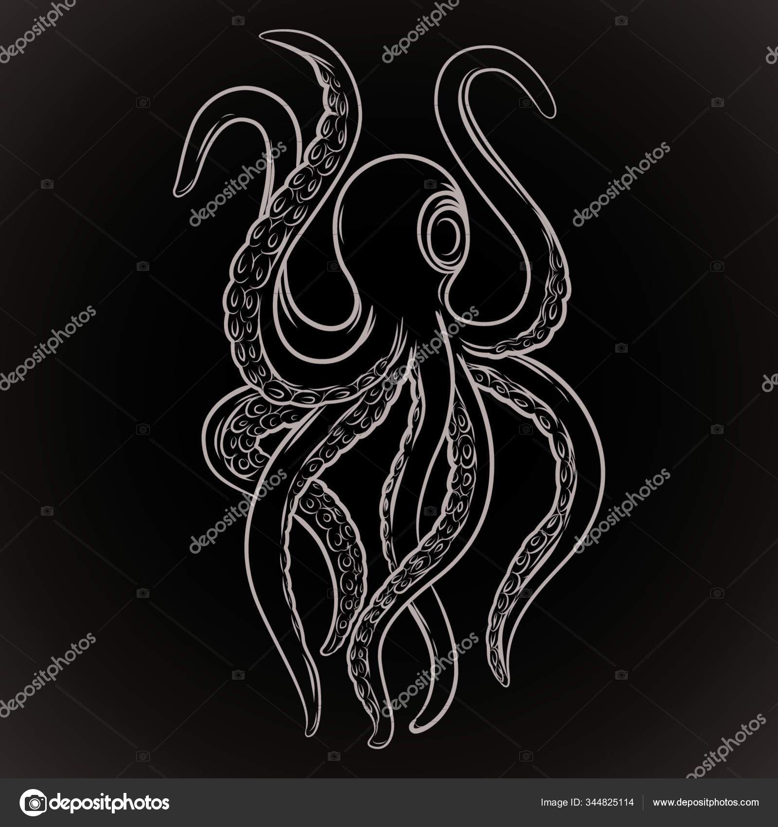 Ícone Plano Tatuagem Kraken Ilustração Vetorial Vetor de ©YAYImages  344825114, image size:1600x1700
