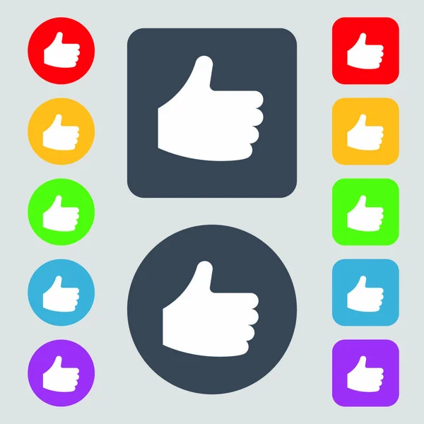 Όπως Thumb Σύμβολο Ένα Σετ Από Χρωματιστά Κουμπιά Επίπεδη Σχεδίαση — Διανυσματικό Αρχείο