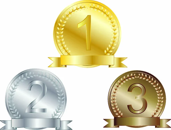 Trzy Medale Wektor Eps — Wektor stockowy