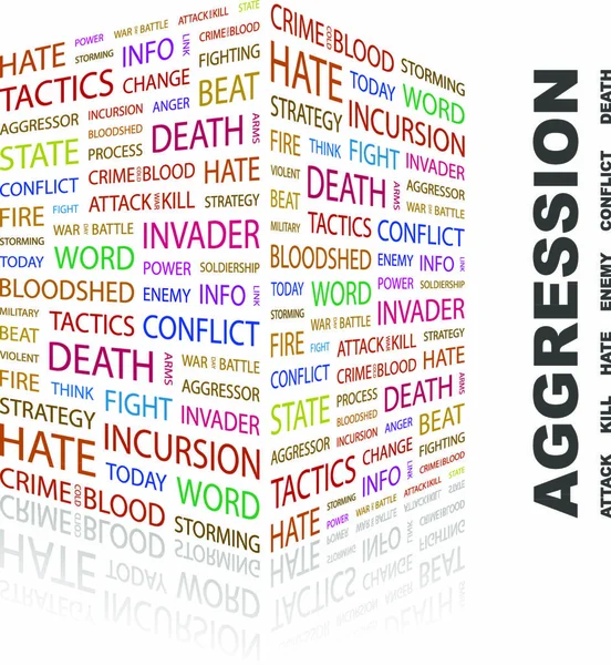 Aggression Pozadí Koncept Wordcloud Ilustrace Vytisknout Koncept Slova Cloud Grafická — Stockový vektor