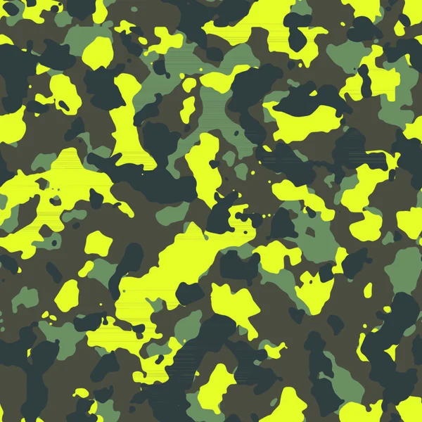 Naadloze Trendy Gele Vlekken Boscamouflage Patroon — Stockvector