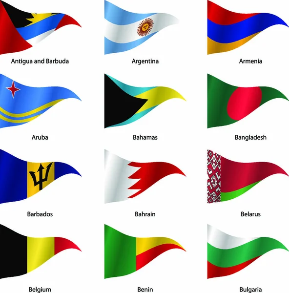 Stel Vlaggen Van Wereldsoevereine Staten Driehoekig Vectorillustratie — Stockvector