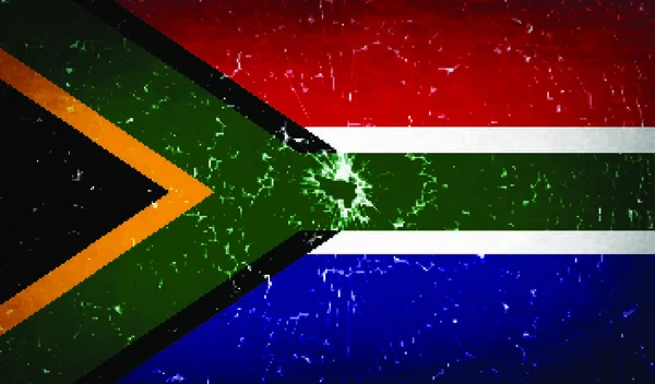 南アフリカの国旗にガラスの質感が割れています ベクターイラスト — ストックベクタ