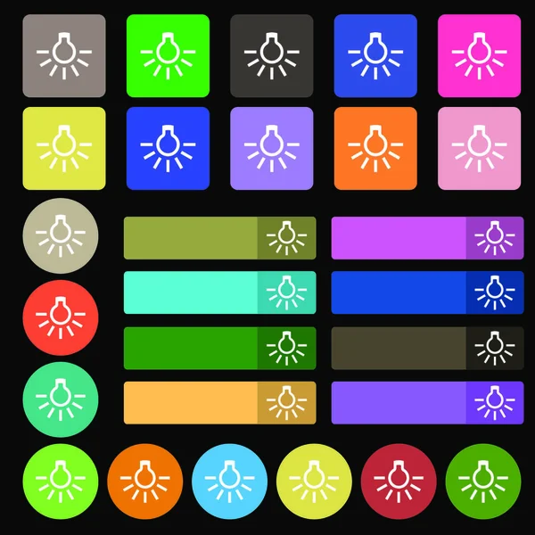 Signo Icono Bombilla Set Veintisiete Botones Planos Multicolores Ilustración Vectorial — Archivo Imágenes Vectoriales