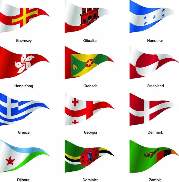 Встановити Прапори Суверенних Держав Трикутної Форми Векторні Ілюстрації — стоковий вектор