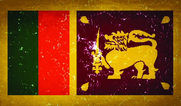 Drapeaux Sri Lanka Avec Texture Verre Cassé Illustration Vectorielle — Image vectorielle