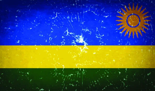 Banderas Ruanda Con Textura Vidrio Roto Ilustración Vectorial — Vector de stock