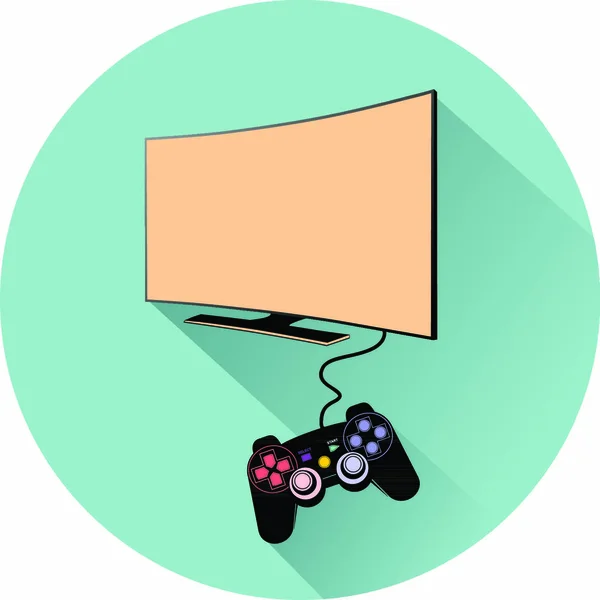 Konsole Für Spiel Mit Monitor Illustration — Stockvektor
