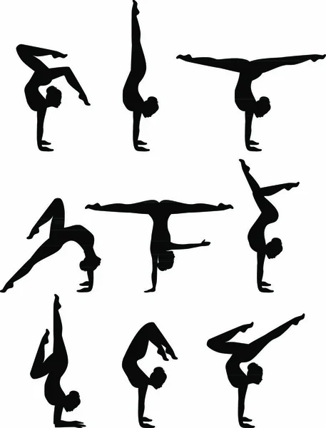 Ilustración Vectorial Mujer Haciendo Asanas Yoga — Archivo Imágenes Vectoriales