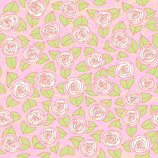 Patrón Floral Sin Costuras Con Rosas Gráfico Dibujado Mano — Vector de stock